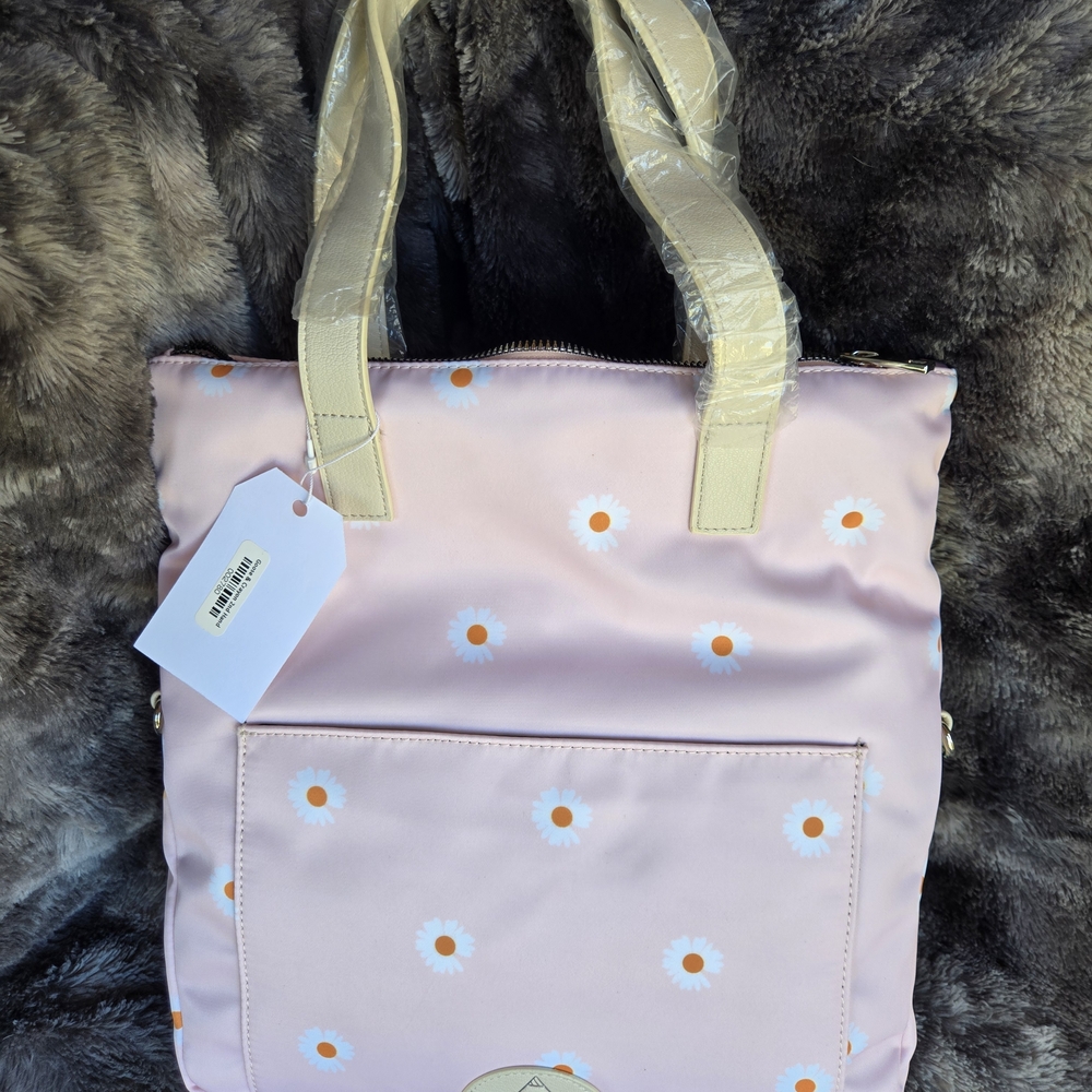 Campsite Oriah Foldover Tote – Light Pink Daisy Print – NWT